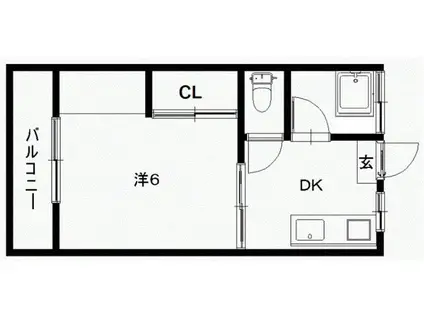 コーポ石橋(1DK/2階)の間取り写真