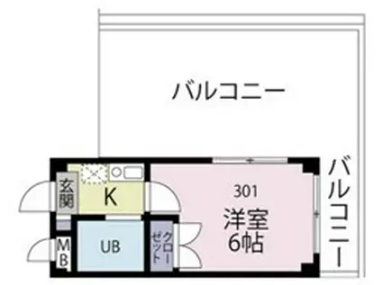 クロノス矢向(1K/3階)の間取り写真