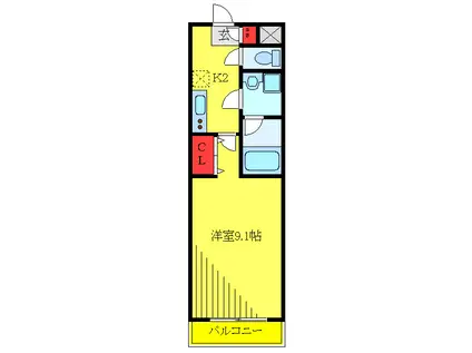 アルマトーレ(1K/2階)の間取り写真