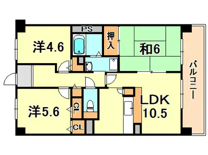 学園シティコート(3LDK/9階)の間取り写真