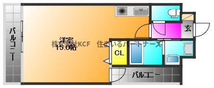 リード中央町(ワンルーム/13階)の間取り写真