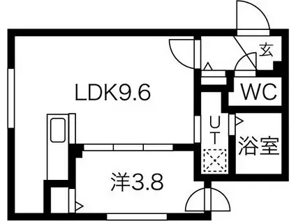 ミレイル豊平(1LDK/3階)の間取り写真