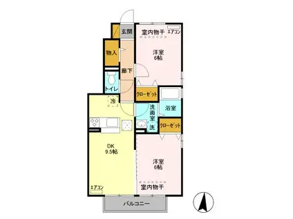 エスペランサ・鶴巻(2DK/1階)の間取り写真