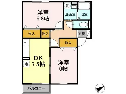 エバンス・ルピナ(2DK/1階)の間取り写真