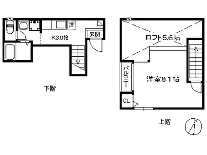 ポラリスヤナセII 294(1K/2階)の間取り写真