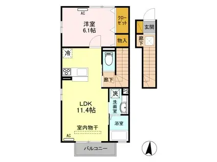 ロイヤルテラス(1LDK/2階)の間取り写真