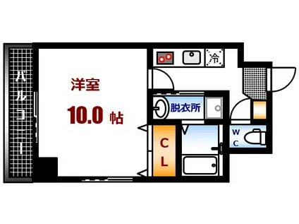 スーレナディ(1K/4階)の間取り写真