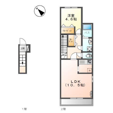 コンフォース矢原(1LDK/2階)の間取り写真
