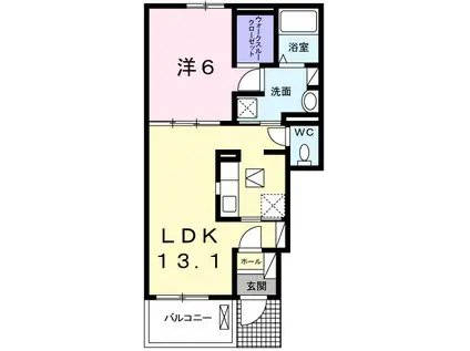 シャトー・ド・インペリアル(1LDK/1階)の間取り写真