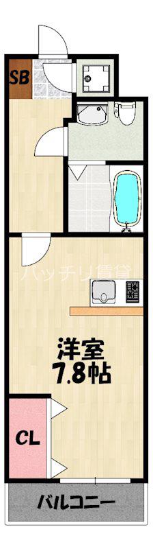 NO66 ギャランティー21博多(1K/4階)の間取り写真