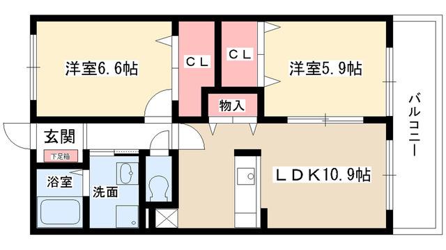 エストソレイユ(2LDK/1階)の間取り写真