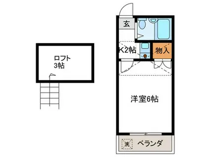 ドムール桂(1K/2階)の間取り写真