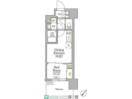 エル・セレーノ横浜関内プリマ(1DK/5階)の間取り写真