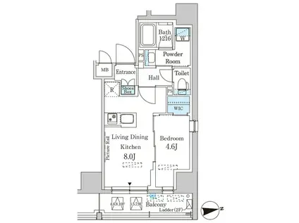 パークアクシス神田レジデンス(1LDK/2階)の間取り写真
