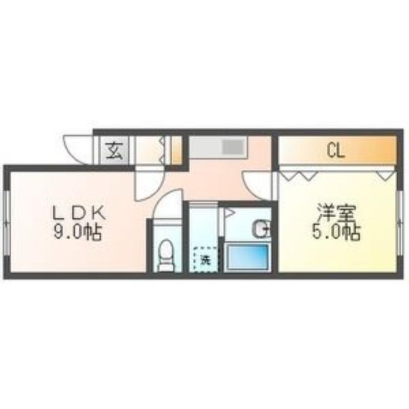グレースコート川沿(1LDK/1階)の間取り写真