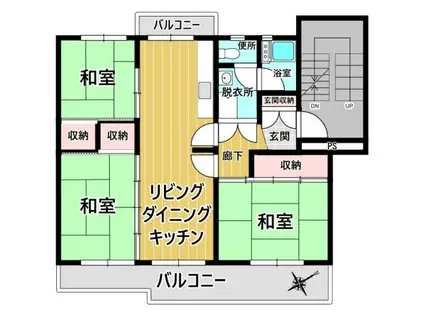 小室ハイランドC街区7号棟(3LDK/2階)の間取り写真