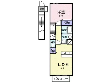 エアリーヴィラ壱番館(1LDK/2階)の間取り写真