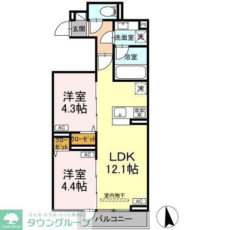 セレスティア谷中(2LDK/3階)の間取り写真