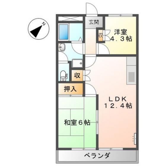 エクセレンス東野(2LDK/2階)の間取り写真