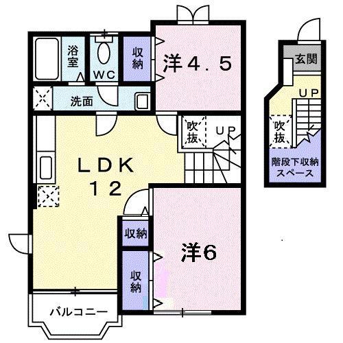 ラベンダーハイツ(2LDK/2階)の間取り写真