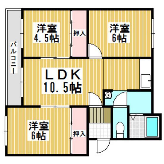 寿ハイツ新生(3LDK/3階)の間取り写真