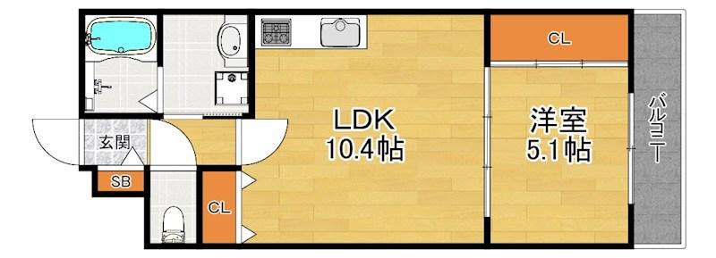 テレザート東船橋(1LDK/1階)の間取り写真