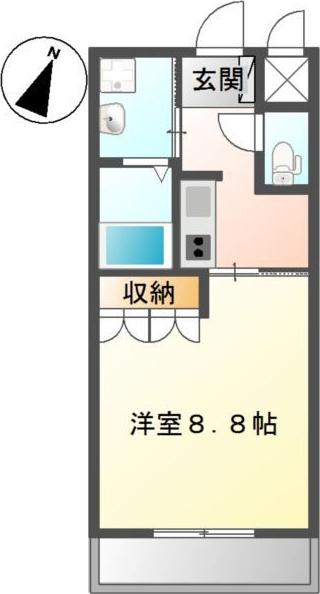 アビニティ(1K/1階)の間取り写真