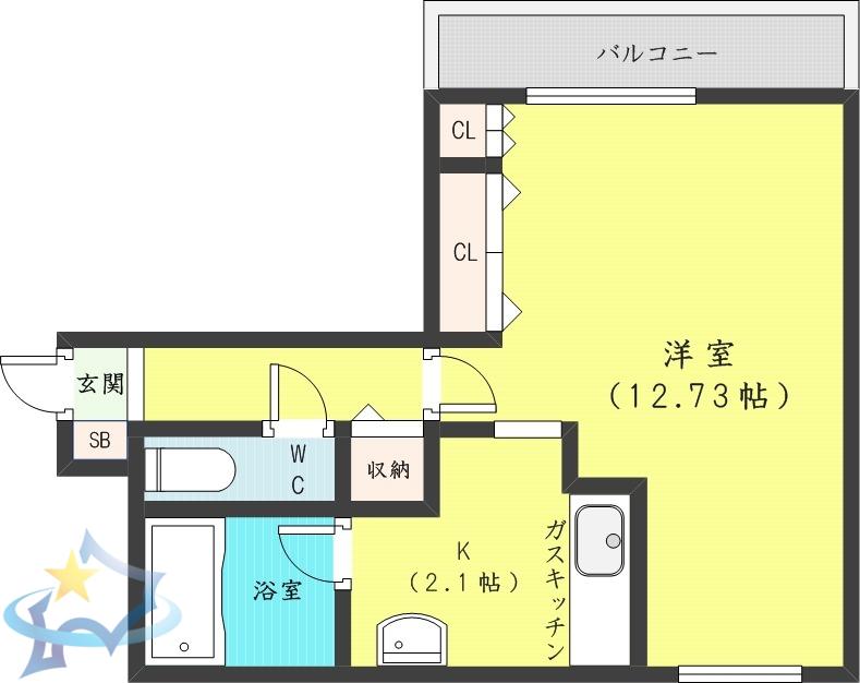 MODULOR南円山(1K/3階)の間取り写真