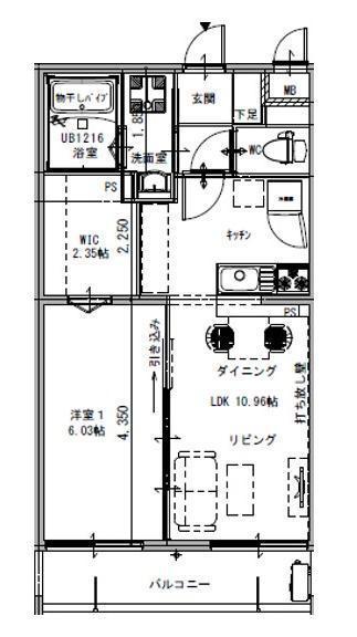 PRAIA GUJIN(1LDK/1階)の間取り写真