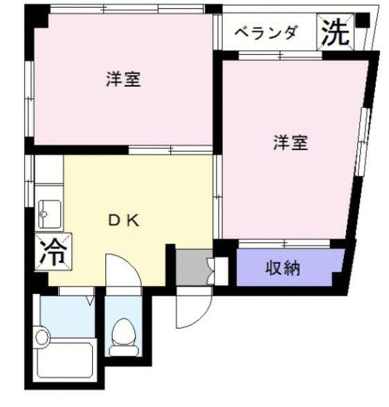 東星ビル(2DK/5階)の間取り写真