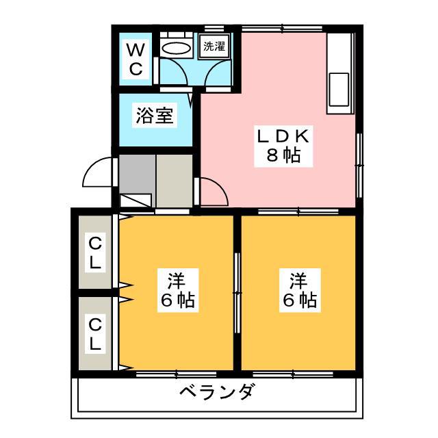 ルミエール(2DK/1階)の間取り写真