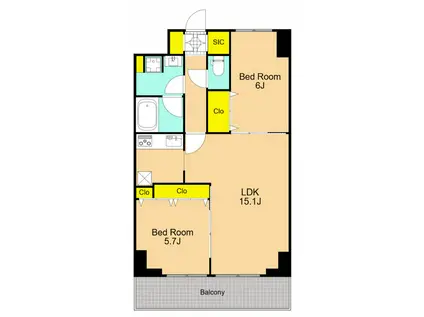 IRIS南大井(2LDK/3階)の間取り写真