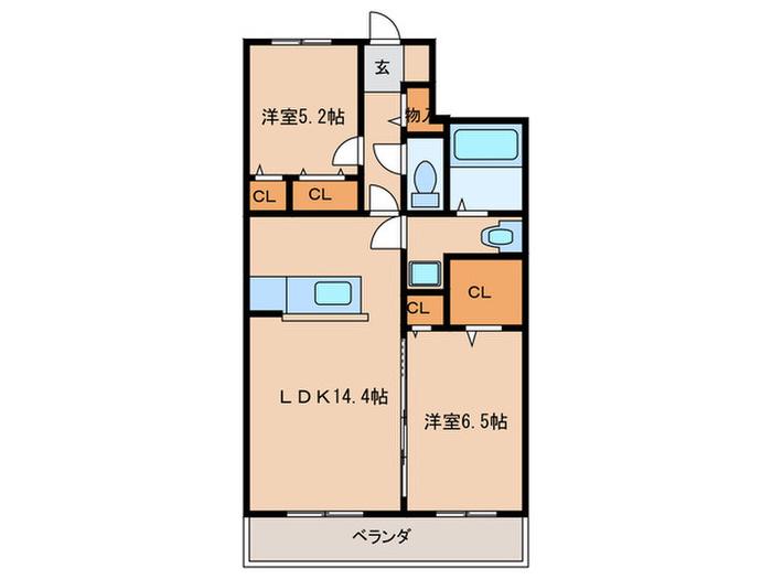 プリマヴェーラ伊都(2LDK/5階)の間取り写真