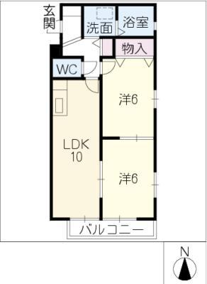 プラム・ハイツ(2LDK/2階)の間取り写真