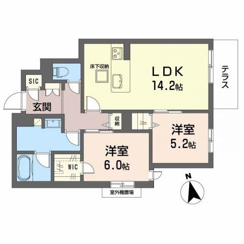 シャーメゾン ルミエール西田辺(2LDK/1階)の間取り写真