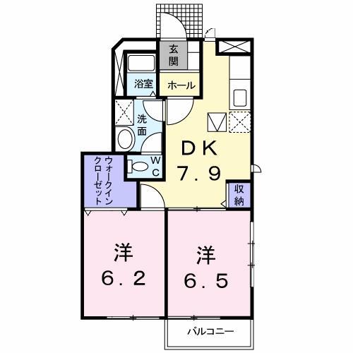 エクセレンテA(2DK/1階)の間取り写真