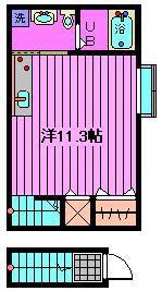 ヴェルドミール川口(ワンルーム/2階)の間取り写真