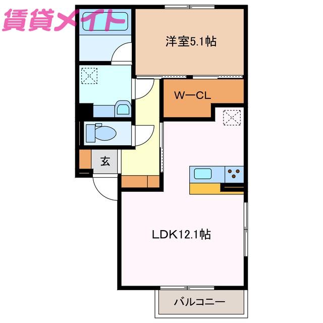 パルミエ III(1LDK/2階)の間取り写真