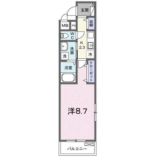 東山町アパート(1K/2階)の間取り写真