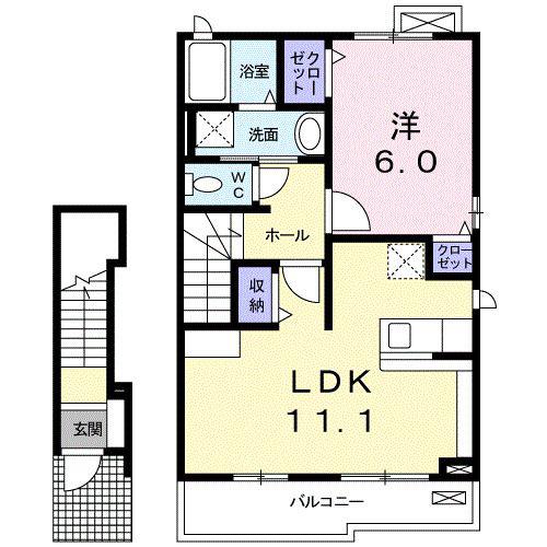 グレイス プライヴィ(1LDK/2階)の間取り写真