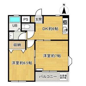 津之江パークハイツ(2DK/4階)の間取り写真