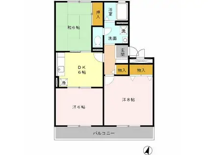 フォーエバーハイツ(3DK/2階)の間取り写真