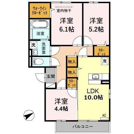 アムール中井(3LDK/2階)の間取り写真