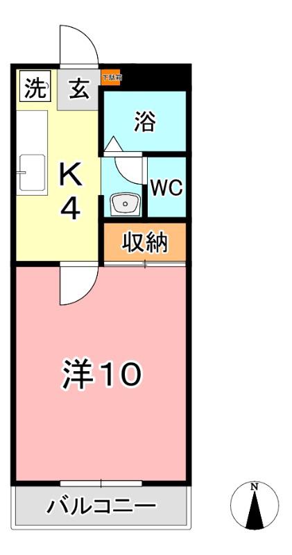 ロイヤルパレス船穂(1K/2階)の間取り写真