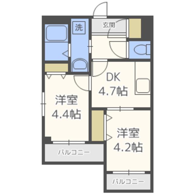 あいプラザ別府(2DK/4階)の間取り写真