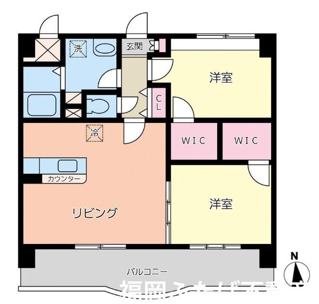 レブリアント板付(2LDK/5階)の間取り写真