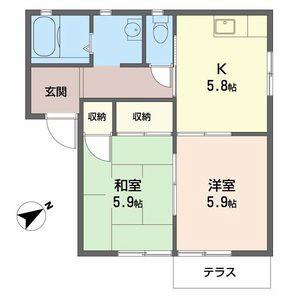 フォーレスタカオカ(2K/1階)の間取り写真