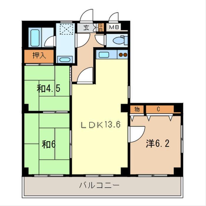 ラーバンライブ別所沼(3LDK/1階)の間取り写真