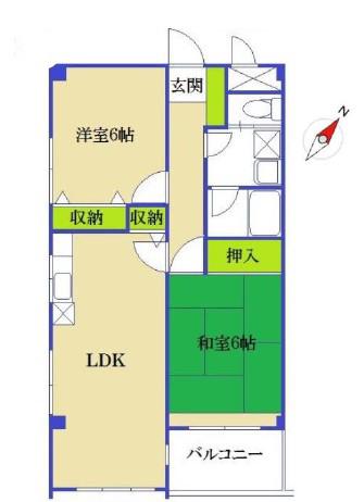 ネバーランド(2LDK/1階)の間取り写真