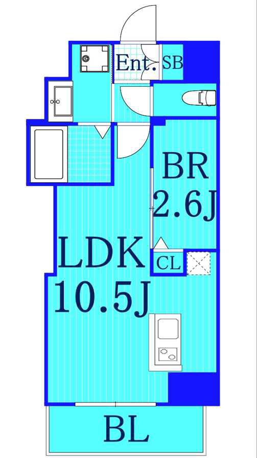 リヴシティ横濱末吉町弐番館(1LDK/2階)の間取り写真